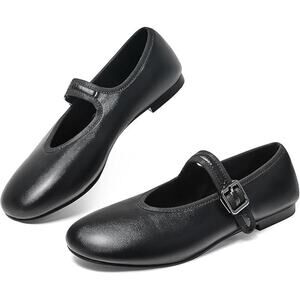 Black Mary Jane Ballet Flats Round Toe Minimalist Balletcore Classic Casual Shoe